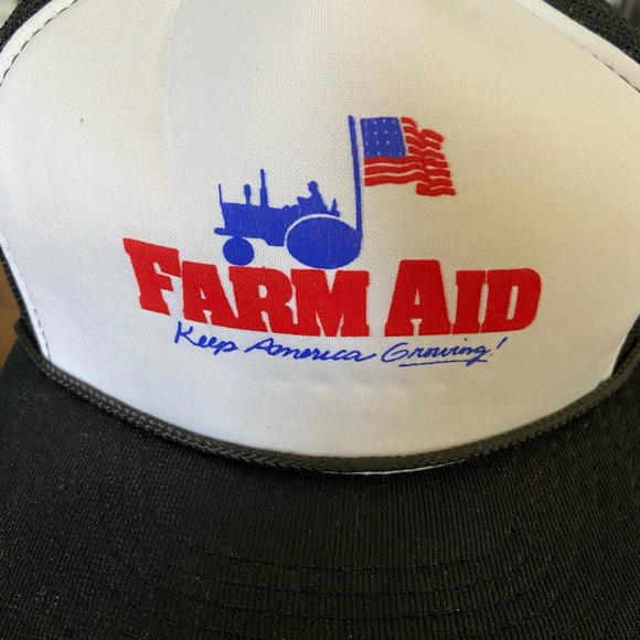 VINTAGE Farm Aid Concert Trucker Mesh Snapback Cap Deadstock RETRO 1987? Hipster - Picture 2 of 12